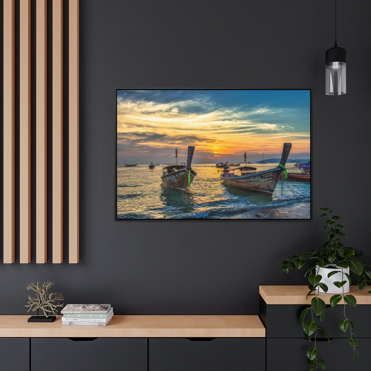 Thailand Boats at Sunset Canvas Print