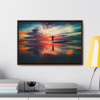 Sunset Beach Silhouette Canvas Print