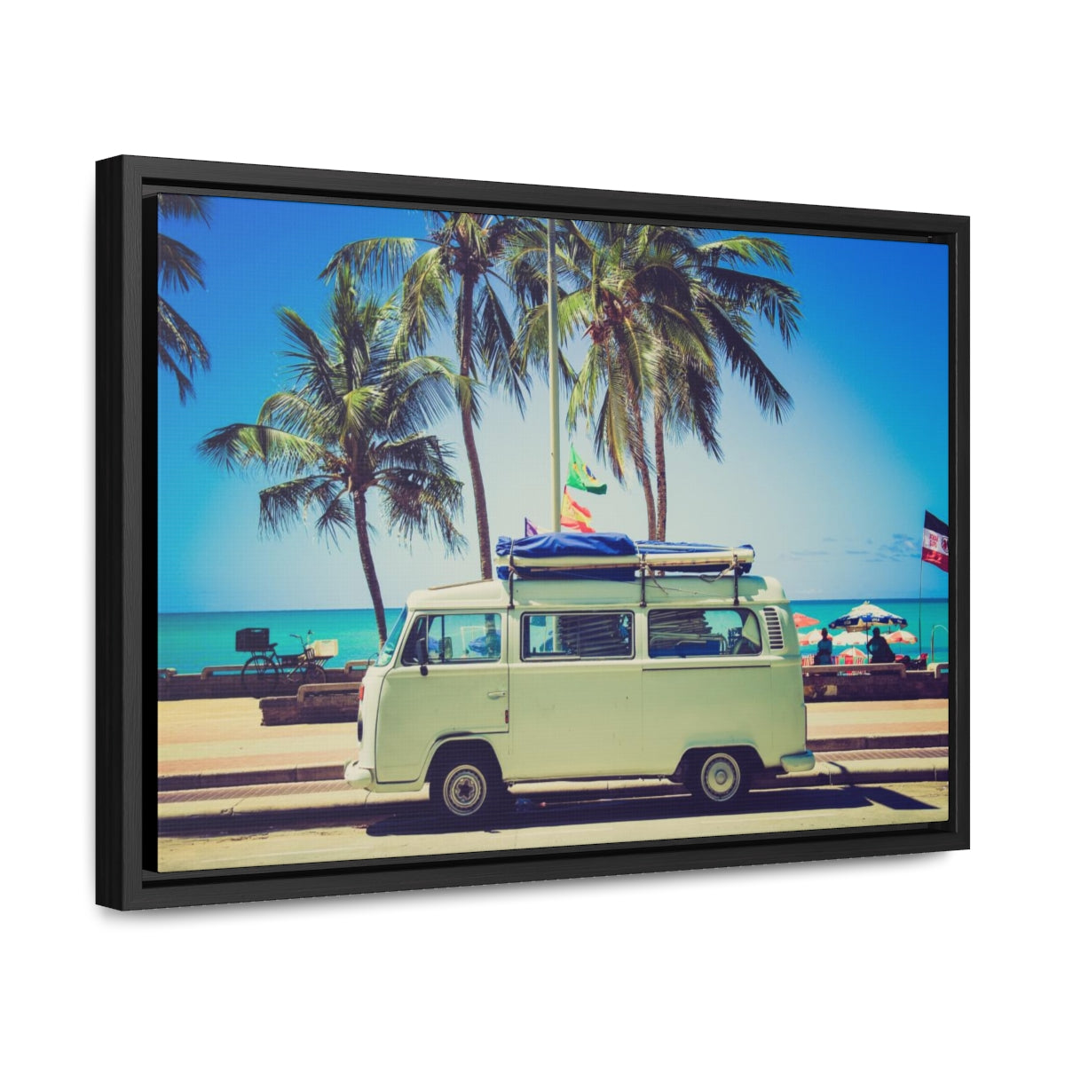 California VW Bus Beach Canvas Print
