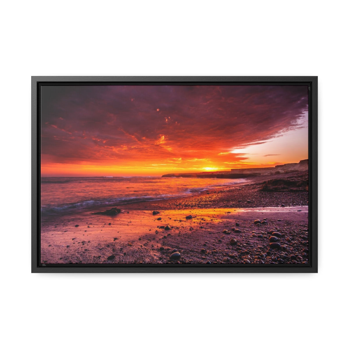 Sunset Coastal Pebbles Canvas Print