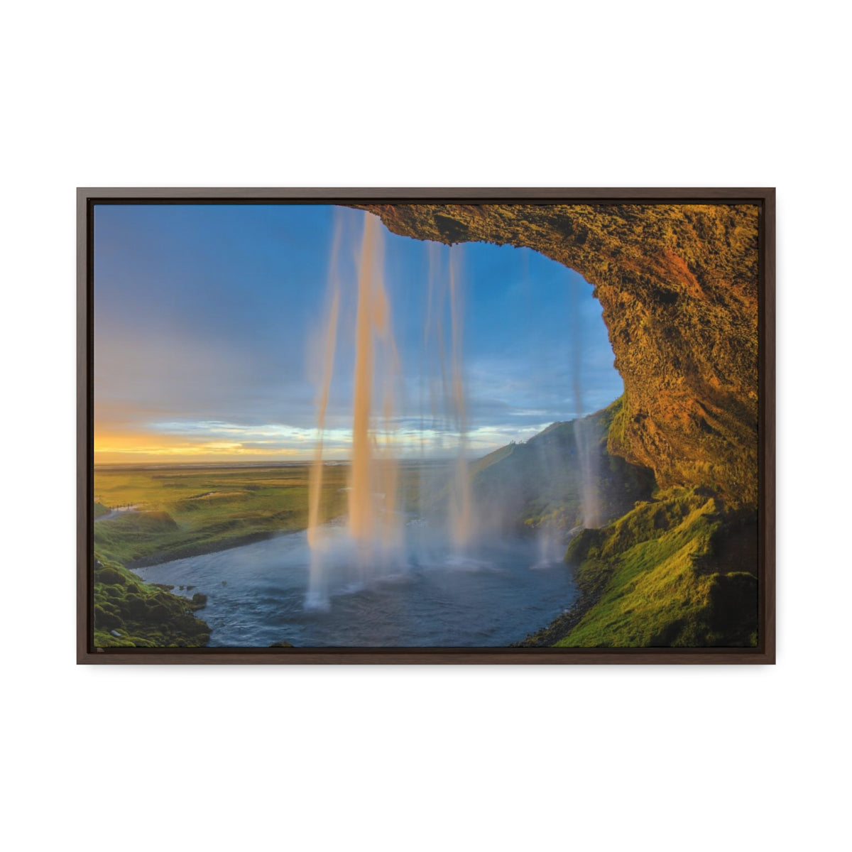 Cave Waterfall at Sunset Canvas Print