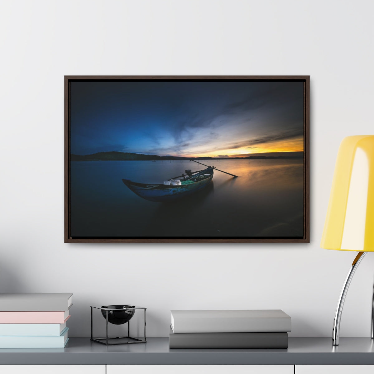 Sunset Boat Silhouette Canvas Print