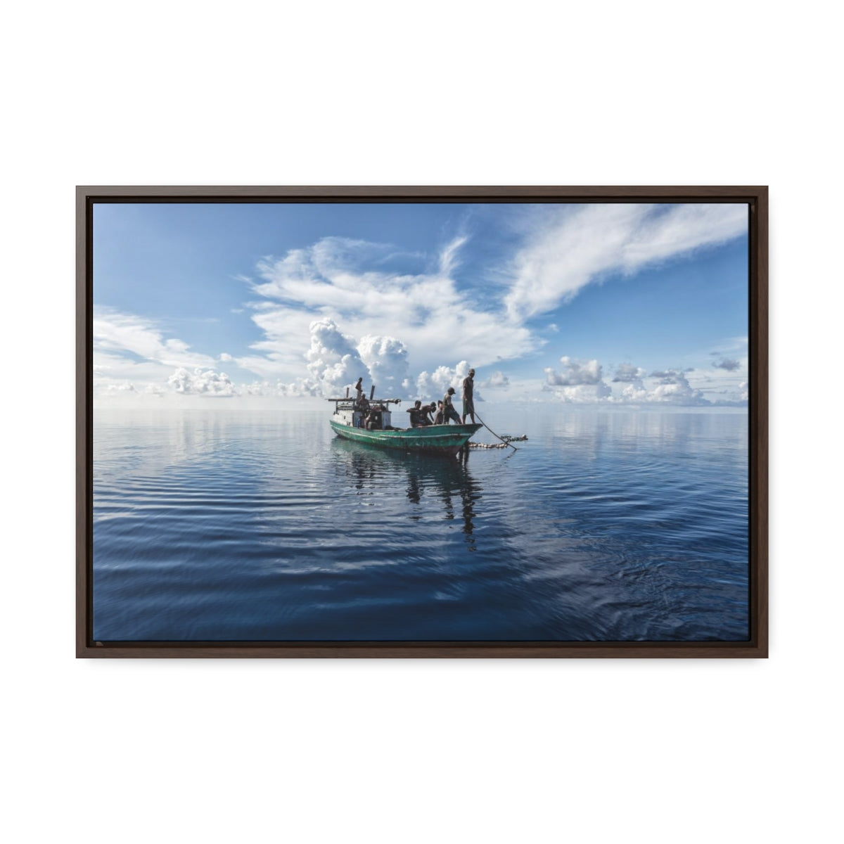 Fishermen Reflection Serenity Canvas Print