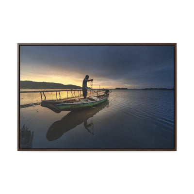 Boat Reflection at Sunset Canvas Print