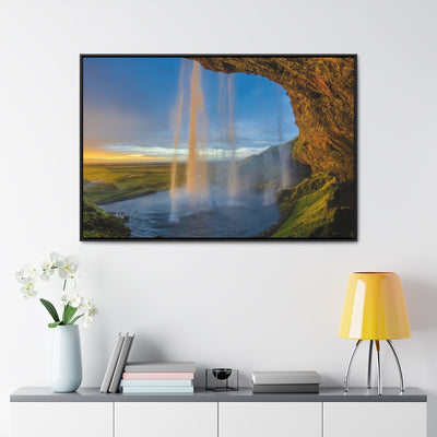 Cave Waterfall at Sunset Canvas Print