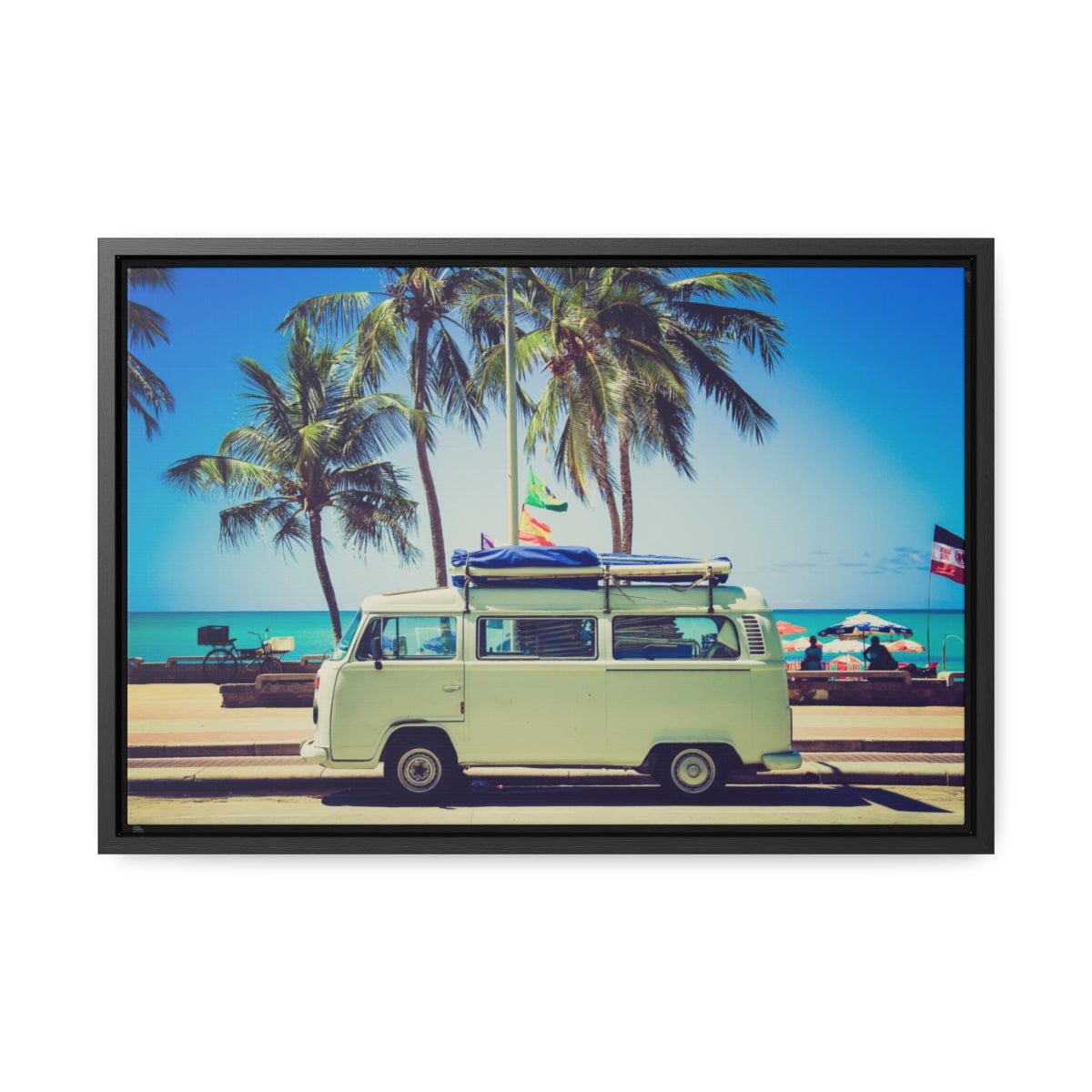 California VW Bus Beach Canvas Print