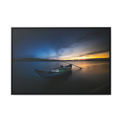 Sunset Boat Silhouette Canvas Print