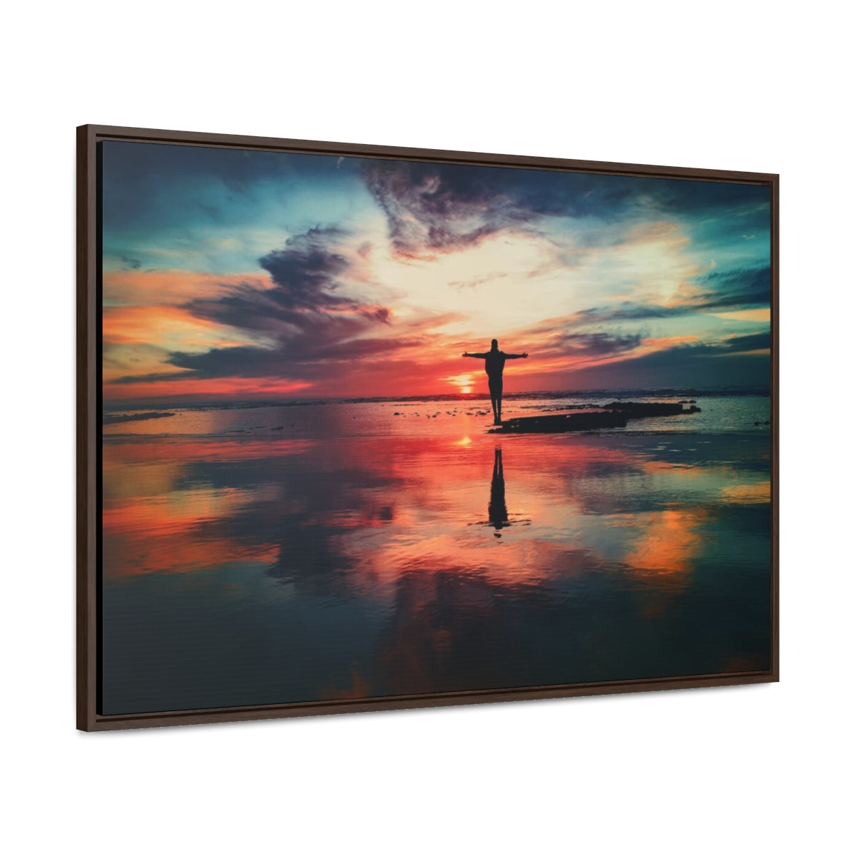 Sunset Beach Silhouette Canvas Print